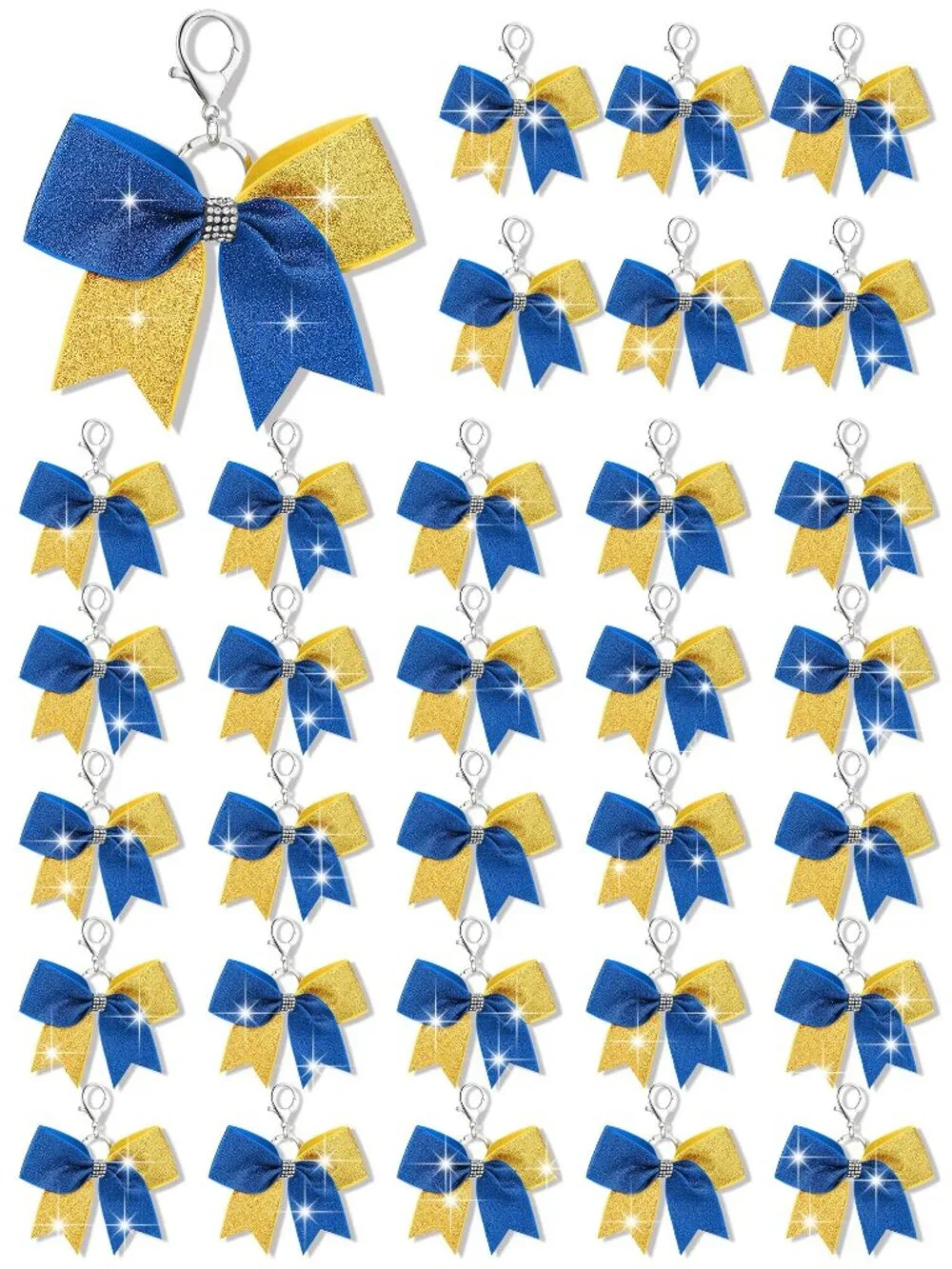 32 Cheer Bow Keychains Rhinestone Bulk Reseller Lot New in Box Team Gifts